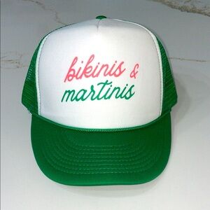 👙 🍸 BIKINIS & MARTINIS Green and White Trucker Hat
